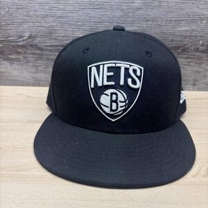 Brooklyn Nets Hat Cap Snap Back Mens One Size Black NBA Basketball New Era